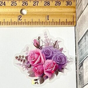🌀10/$10🌀 Flowers Translucent Holographic Reusable Waterproof Vinyl Sticker Dec